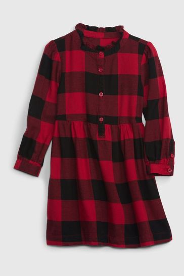Ruffle outlet plaid dress