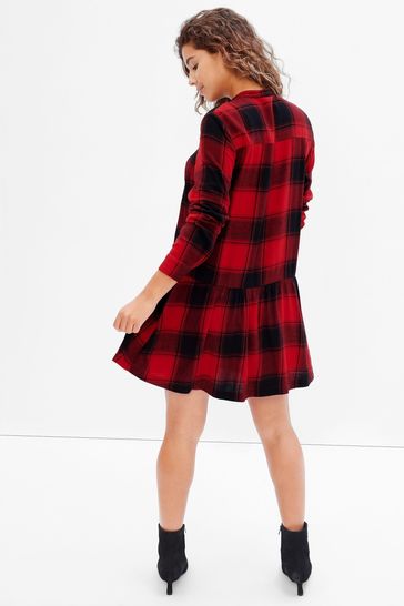checkered red and black dress