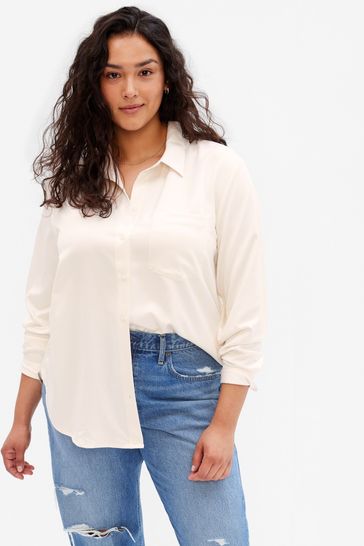 Satin button shop up shirt