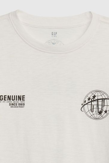 Gap White Graphic Organic Cotton Long Sleeve T Shirt