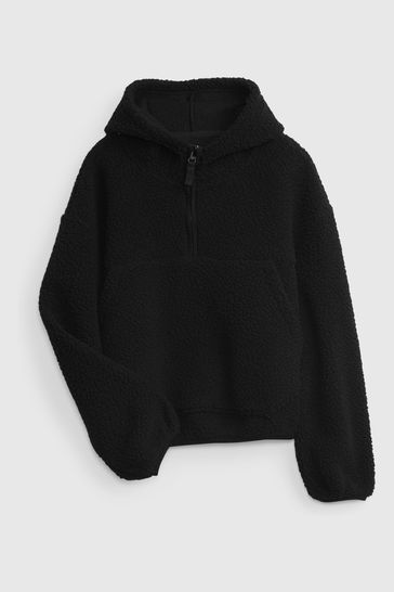 black sherpa hoodie womens