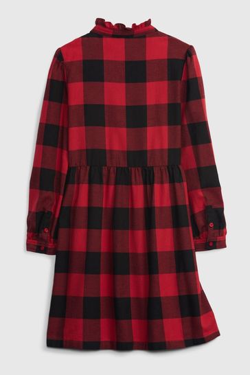 Ruffle outlet plaid dress