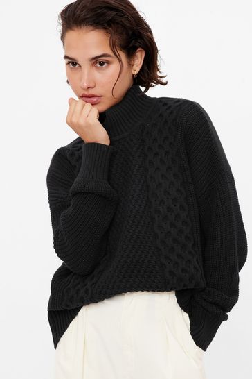cable mock neck sweater
