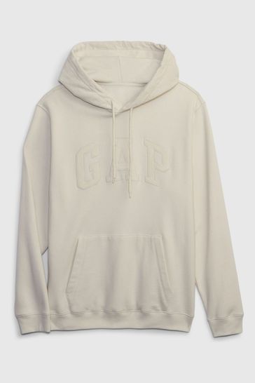 Beige Corduroy Arch Logo Hoodie