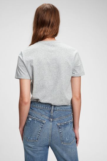 Gap Black Cotton Vintage Crew Neck Short Sleeve T Shirt
