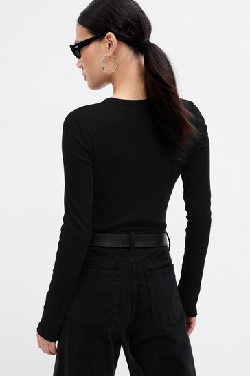 Long sleeve black clearance crew neck top