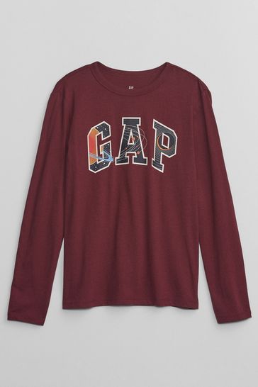 Buy Gap Graphic Crew Neck Long Sleeve T-Shirt from the Gap online shop