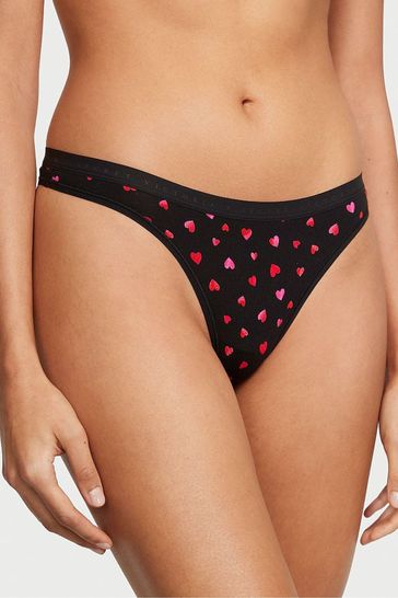 Victoria's Secret Black Hearts Printed Thong Knickers