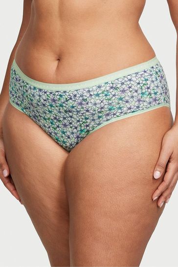 Victoria's Secret Garden Mint Cherry Blossoms Floral Green Printed Stretch Cotton Hipster Knickers