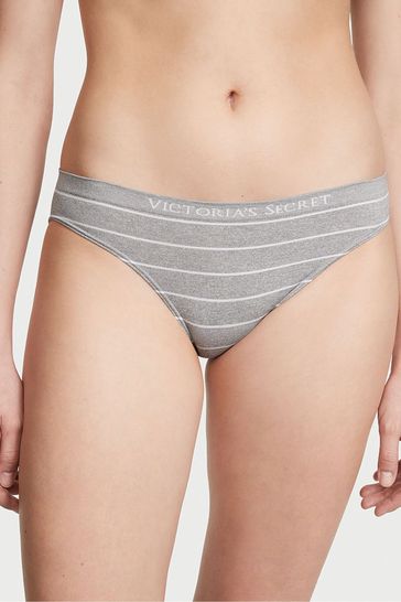 Victoria's Secret Medium Heather Grey Logo Seamless Bikini Knickers