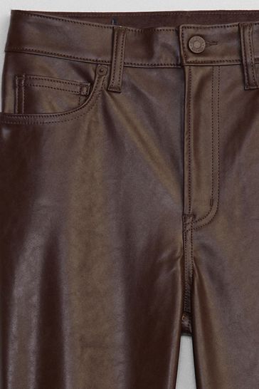 Gap Brown High Waisted Vintage Slim Faux-Leather Trousers