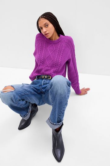 cable knit crewneck sweater gap