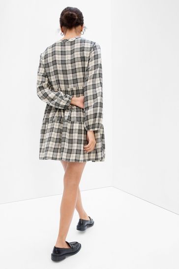 Buy Gap Tartan Tiered V Neck Mini Dress from the Gap online shop