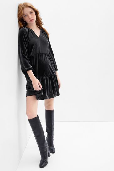 Gap black velvet shop dress