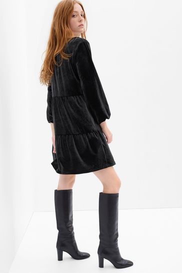 Gap black velvet shop dress