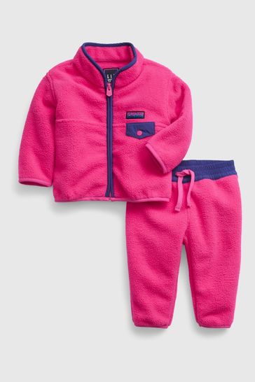 Pink Arctic Fleece Mockneck Outfit Set