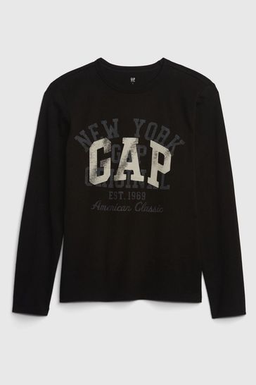 Gap Black Graphic Long Sleeve T Shirt