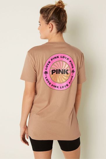 Victoria s Secret PINK Mocha Latte Brown Short Sleeve T Shirt