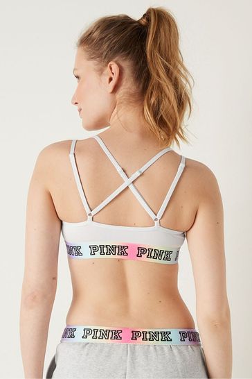 Victoria's Secret PINK Optic White Ultimate Strappy Back Lightly Lined  Sports Bra