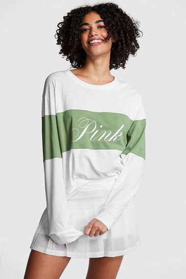 Victoria's Secret PINK Wild Grass Green Oversized Long Sleeve T-Shirt