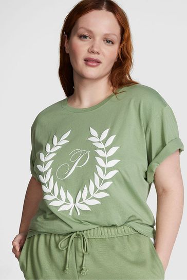 Victoria's Secret PINK Wild Grass Green Short Sleeve Oversized Campus T-Shirt