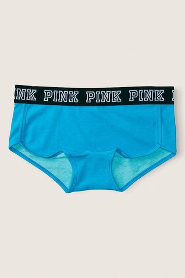 Victoria's Secret PINK Bright Marine Blue Short Cotton Logo Knickers