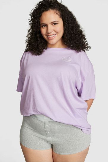 Victoria's Secret PINK Pastel Lilac Cotton Oversized Sleep T-Shirt
