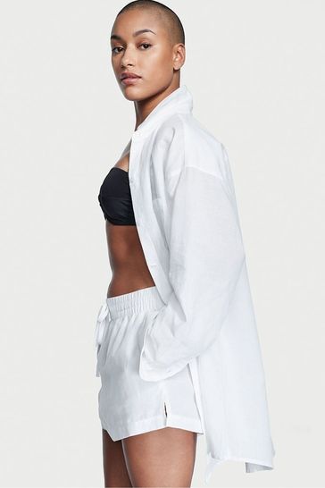 Short white 2024 linen jacket
