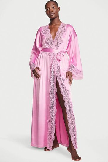 Buy Victoria's Secret Lace Trim Satin Long Robe from the Victoria's Secret UK online shop