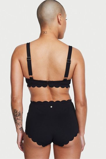 Victoria s Secret Black Brief Scallop Boyshort Swim Bikini Bottom
