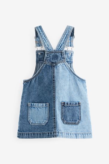 PATCHWORK DENIM DRESS - Blue