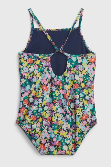 Gap Green Yellow Pink Floral Swimsuit