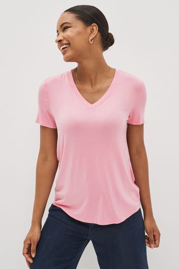 Buy Gap Luxe Short Sleeve V-Neck T-Shirt from the Gap online shop