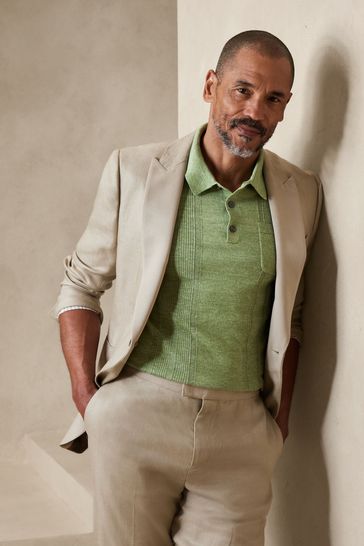 Banana Republic Green Giorgio CottonLinen Polo Sweater