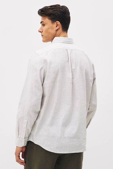 Banana Republic Blue Barre Cotton Linen Popover Shirt