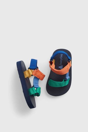 Gap Black and Orange Canvas Strap Sandals Baby