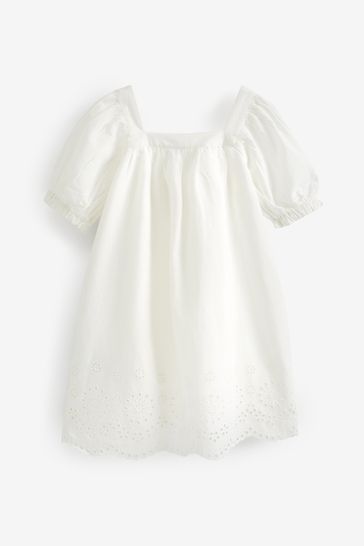 Buy Gap Broderie Puff Sleeve Square Neck Dress from the Gap online