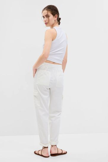 White cargo sales jogger pants