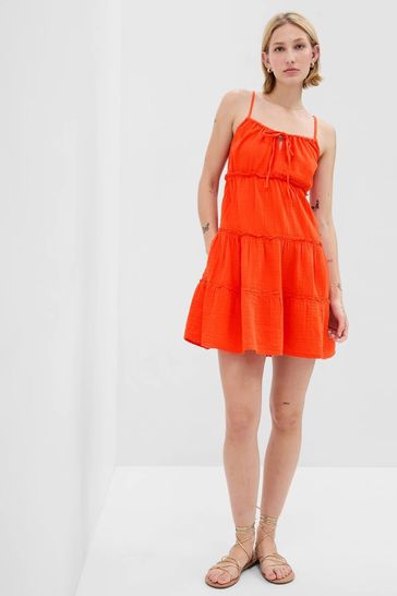 Buy Gap Crinkle Gauze Tiered Sleeveless Mini Dress from the Gap