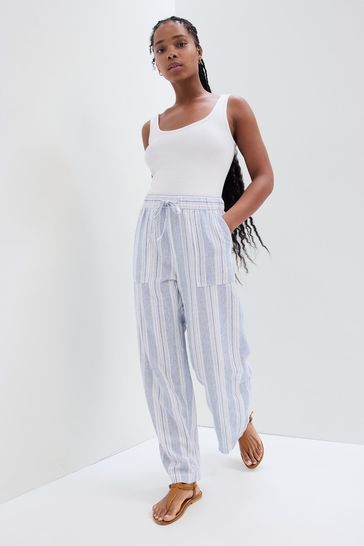 Women's striped linen pants cheap