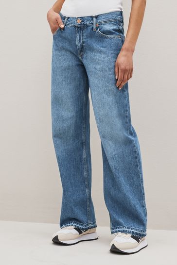 Mid Wash Blue Low Rise Stride Jeans