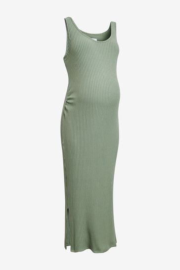 Gap Green Maternity Ribbed Tank Midi Dress