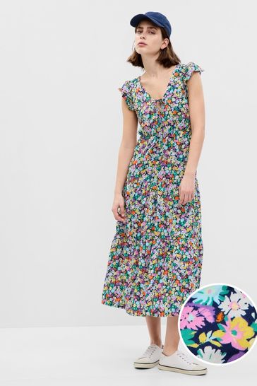Max studio flutter sleeve floral cheap midi dress