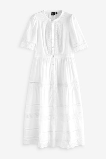 White lace clearance button up dress