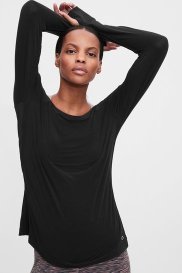 Buy Gap Long Sleeve Boat Neck Breathable Thumb Hole T Shirt from