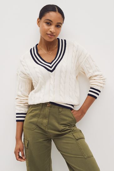 Buy Gap Cable-Knit V-Neck Sweater from the Gap online shop