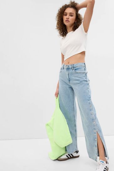 Buy Gap Low Rise Snap Seam Detail Wide Leg Jeans from the Gap