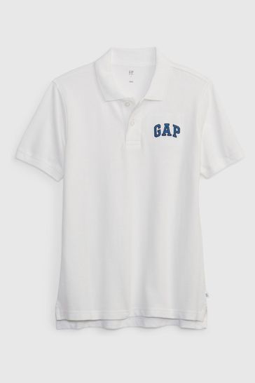 White Logo Short Sleeve Polo Shirt (4-13yrs)