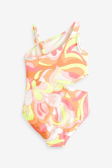 Gap Orange Pink Yellow Asymmetric Cut Out Swimsuit