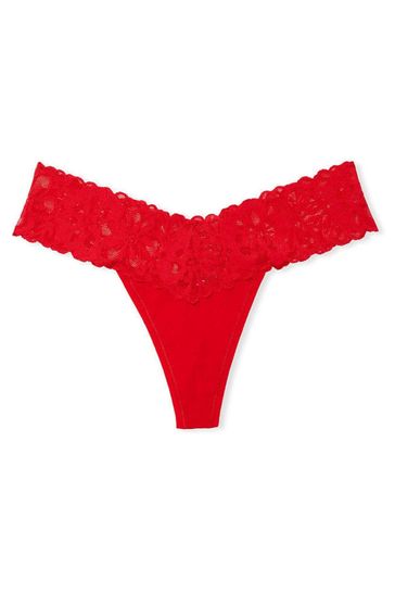 Buy Victoria's Secret Cotton Lace Waist Thong Knickers from the Victoria's Secret UK online shop